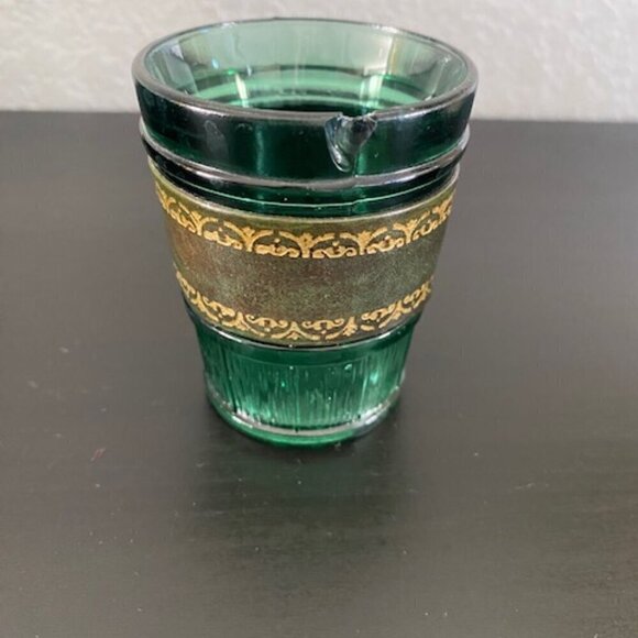 RARE! Vintage MCM Emerald Green Leather Banded Tumbler Glasses Set of 6 - Picture 7 of 14